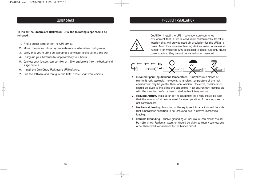 Belkin F6C110-RKM-2U user manual Quick Start, Product Installation 