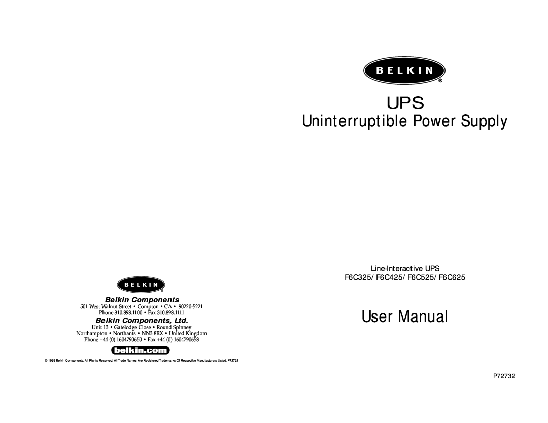 Belkin F6C525, F6C325 user manual Uninterruptible Power Supply, Belkin Components, Unit 13 Gatelodge Close Round Spinney 