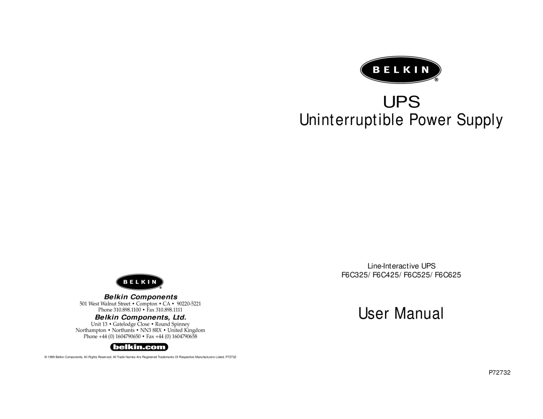 Belkin F6C525, F6C325, F6C625, F6C425 user manual Ups 