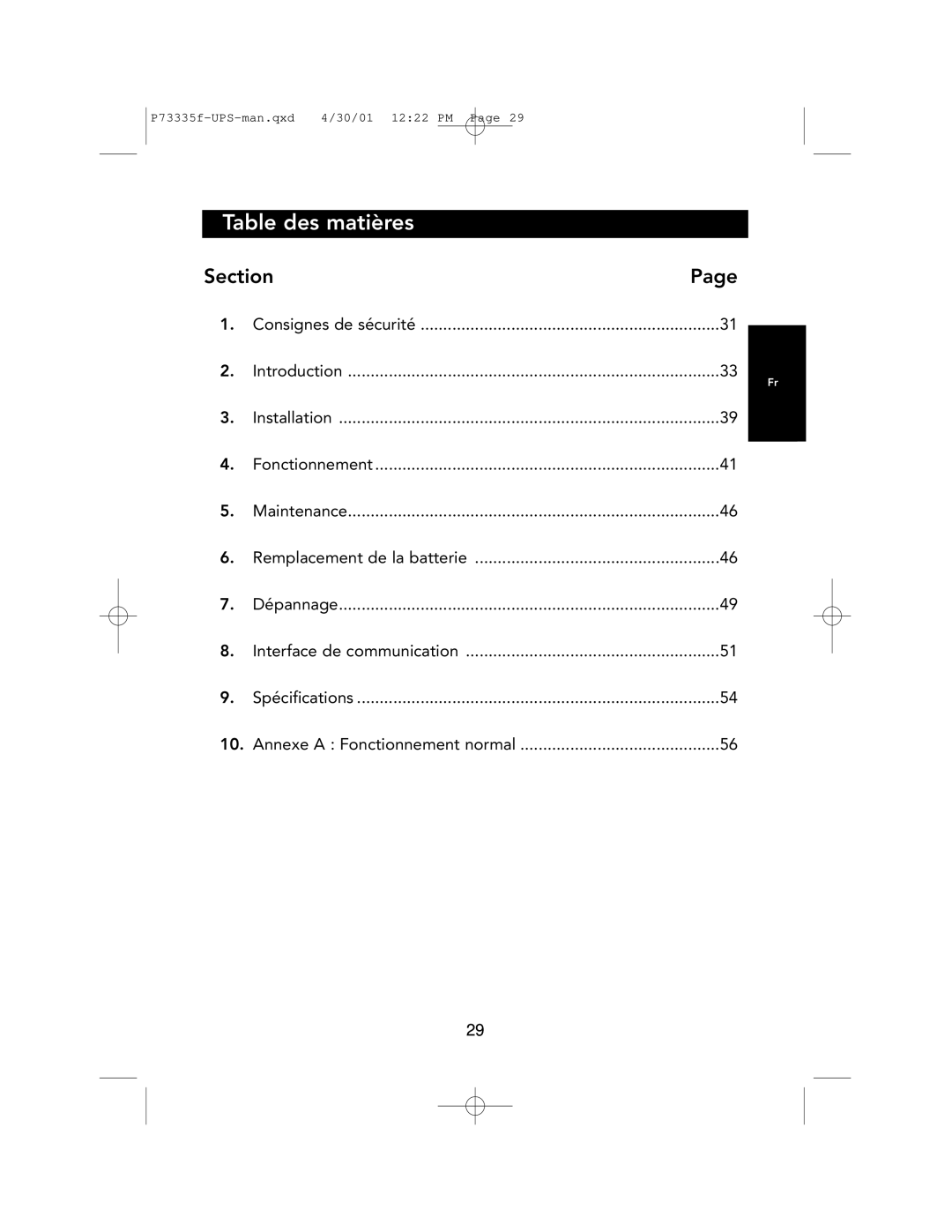 Belkin F6C1000-EUR, F6C700-EUR, F6C1400-EUR user manual Table des matières 