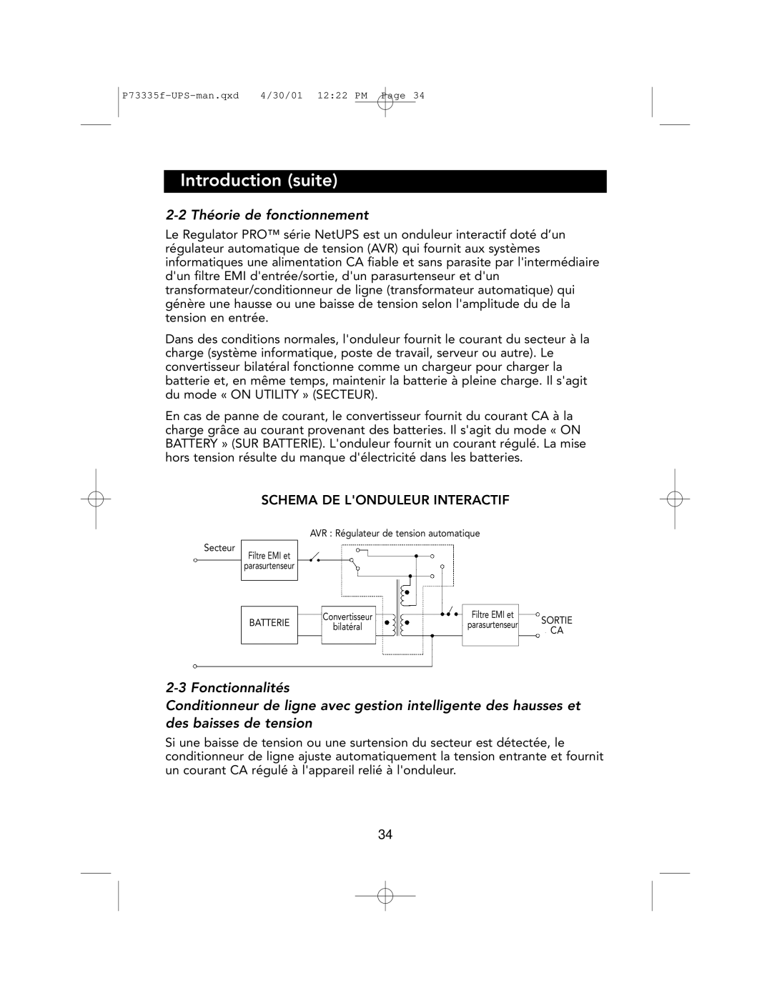 Belkin F6C1000-EUR, F6C700-EUR, F6C1400-EUR user manual Introduction suite, Théorie de fonctionnement 