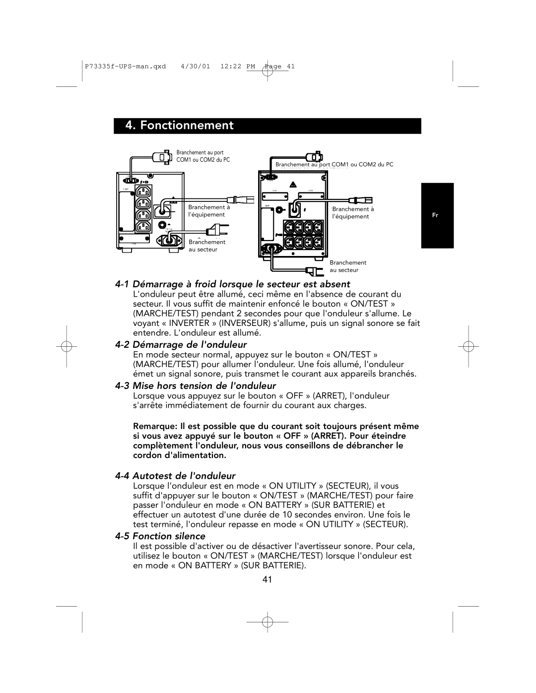 Belkin F6C1000-EUR, F6C700-EUR, F6C1400-EUR user manual Fonctionnement 