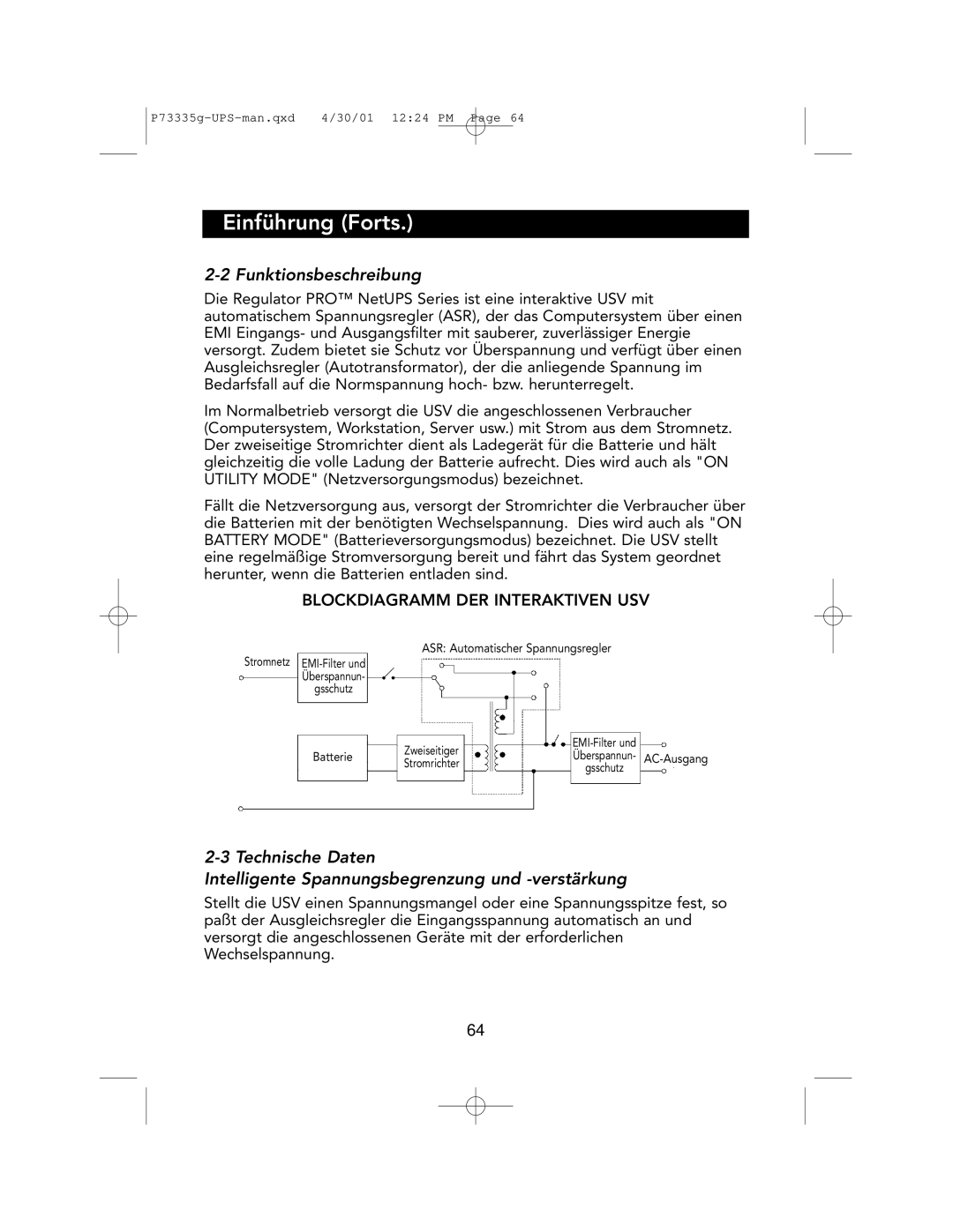 Belkin F6C1000-EUR, F6C700-EUR, F6C1400-EUR user manual Einführung Forts, Funktionsbeschreibung 