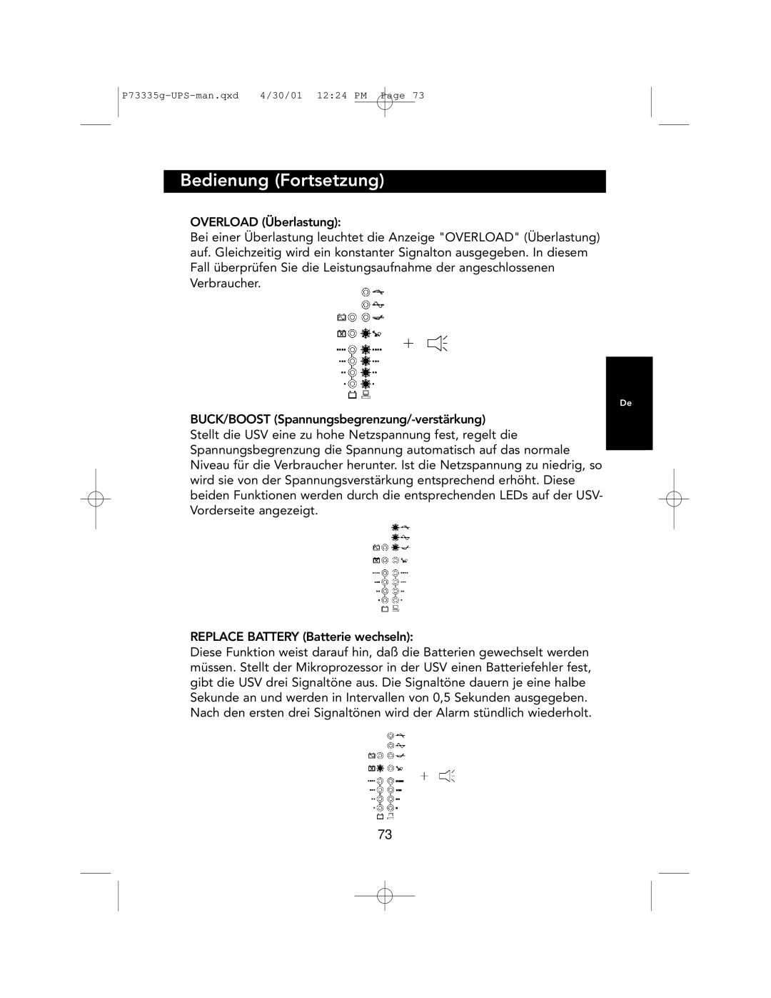 Belkin F6C1000-EUR, F6C700-EUR, F6C1400-EUR user manual Bedienung Fortsetzung 