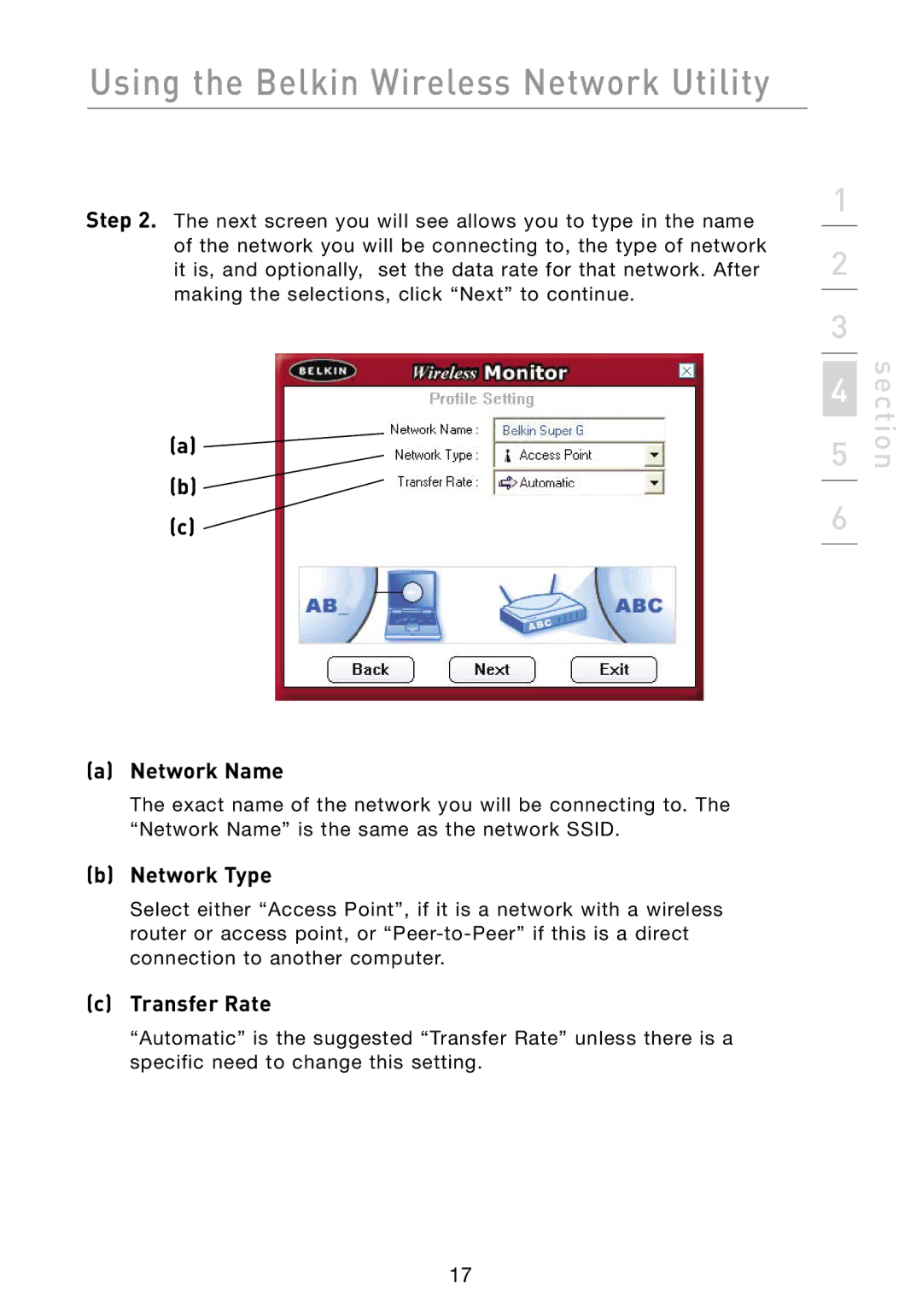 Belkin F6D301 user manual Network Name, Transfer Rate 