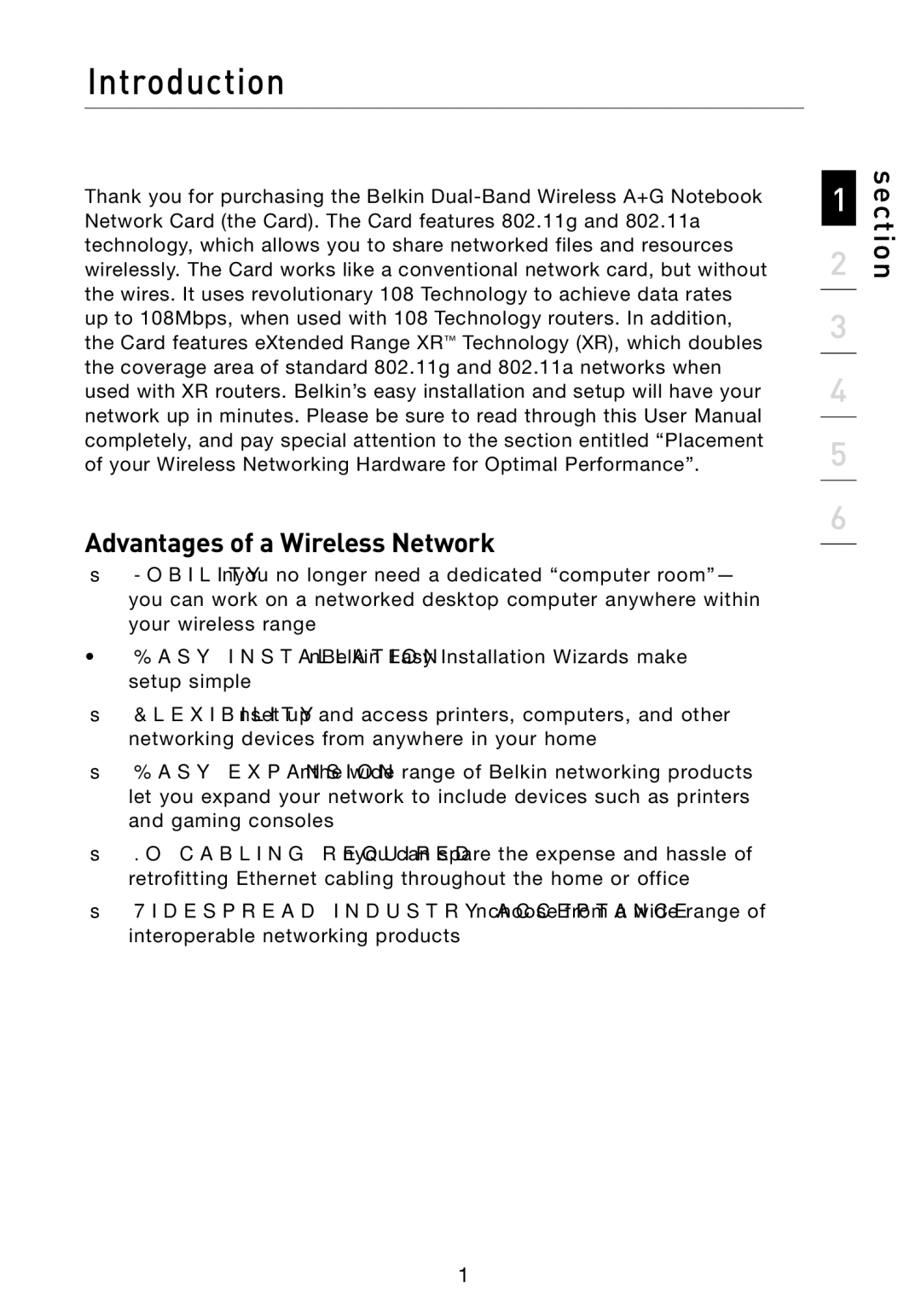 Belkin F6D301 user manual Introduction, Advantages of a Wireless Network 