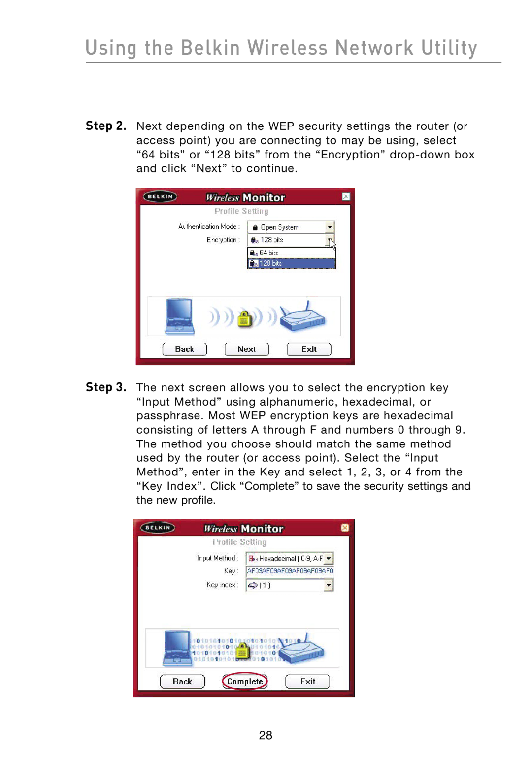 Belkin F6D301 user manual Using the Belkin Wireless Network Utility 