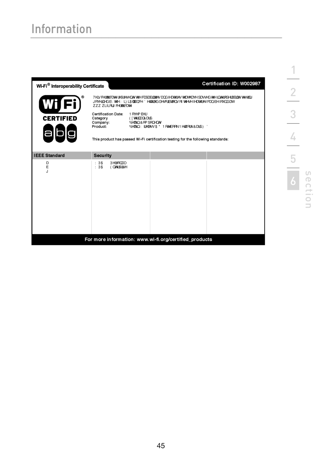 Belkin F6D301 user manual Certification ID W002987 