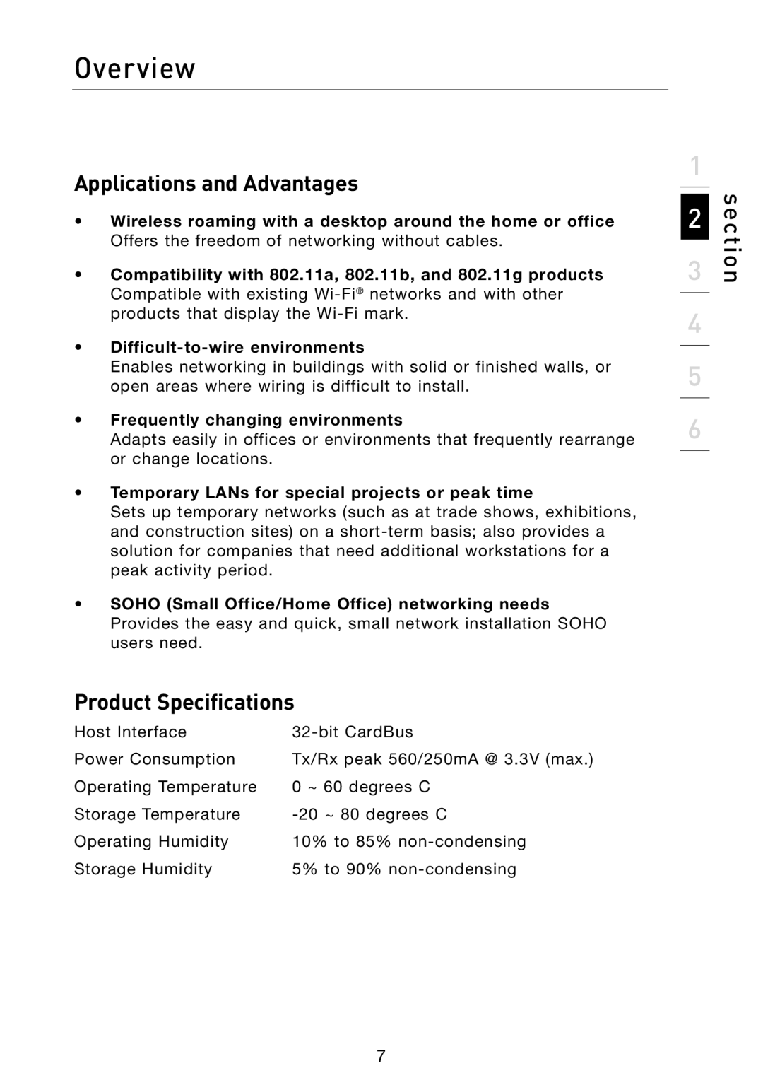 Belkin F6D301 user manual Applications and Advantages, Product Specifications, Frequently changing environments 