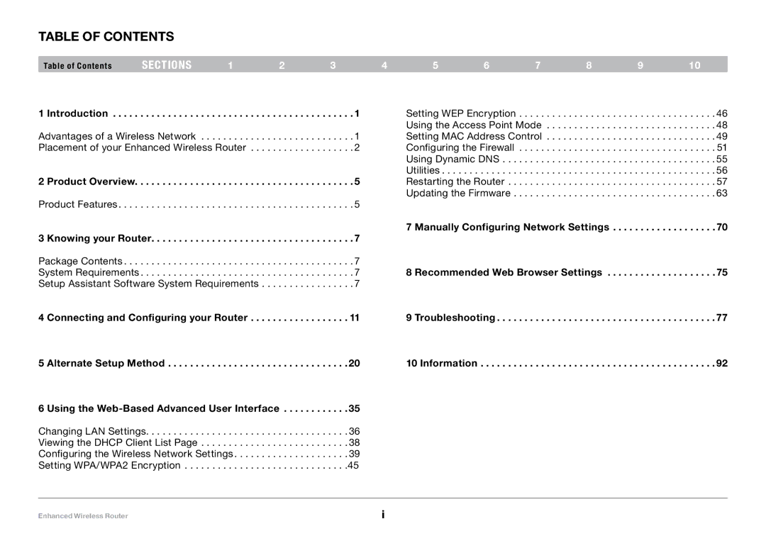 Belkin F6D4230-4, 8820-00034 user manual Table of Contents 