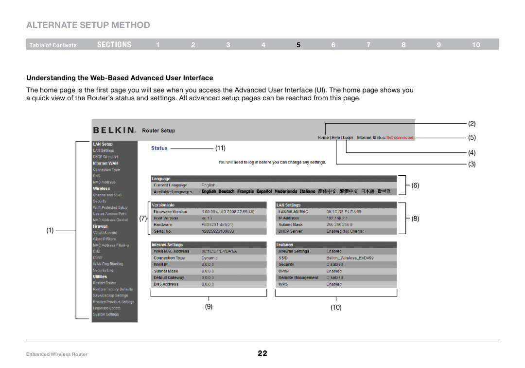 Belkin F6D4230-4, 8820-00034 user manual Understanding the Web-Based Advanced User Interface 