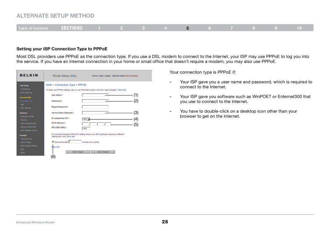 Belkin F6D4230-4, 8820-00034 user manual Setting your ISP Connection Type to PPPoE 