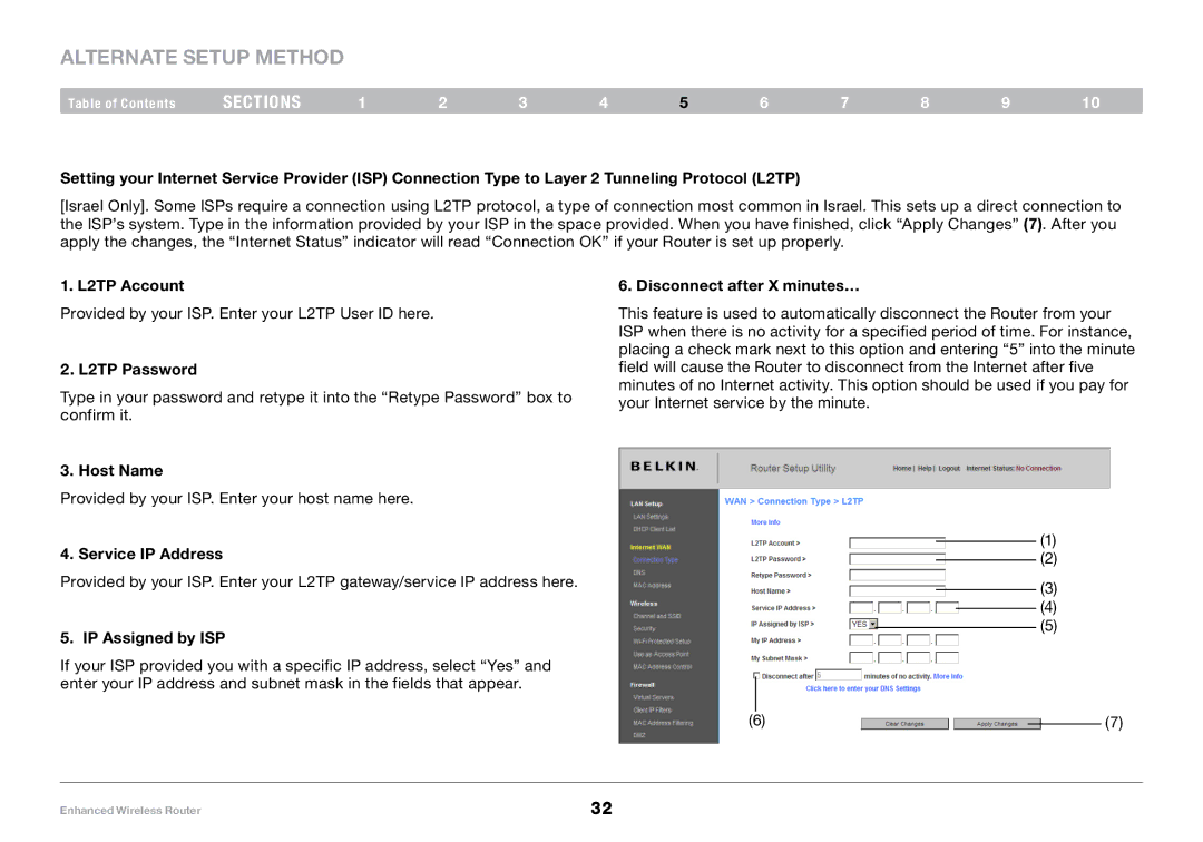 Belkin F6D4230-4, 8820-00034 user manual L2TP Account, L2TP Password, Disconnect after X minutes… 