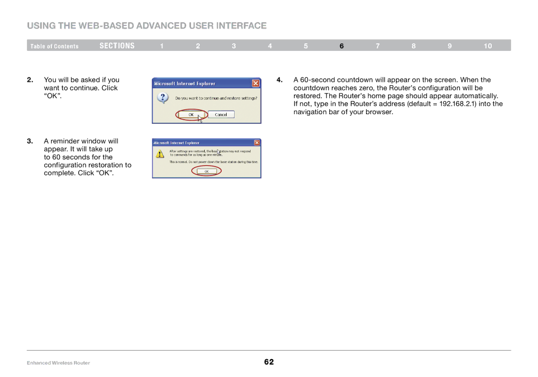 Belkin F6D4230-4, 8820-00034 user manual Using the Web-Based Advanced User Interface 