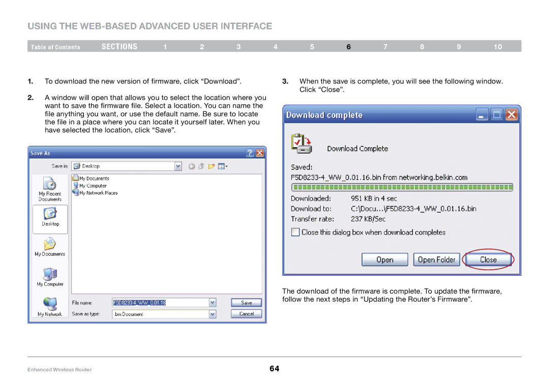 Belkin F6D4230-4, 8820-00034 user manual Using the Web-Based Advanced User Interface 