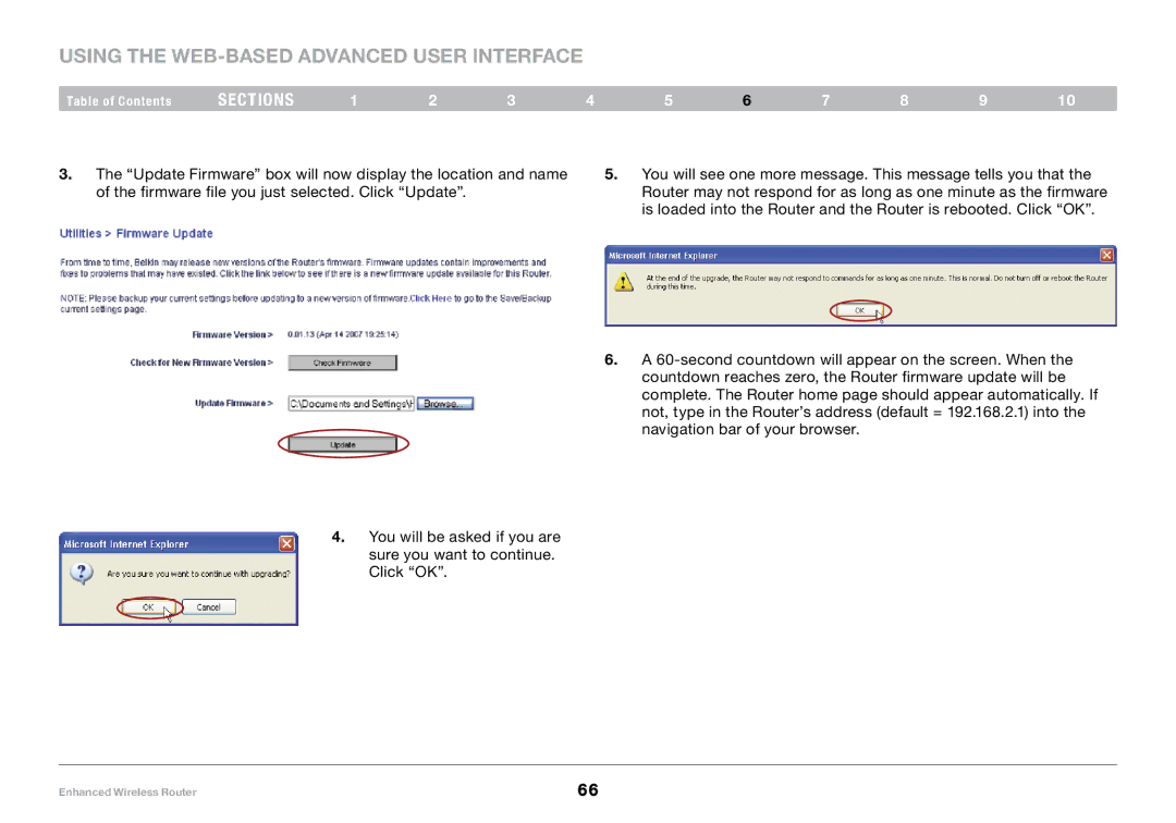 Belkin F6D4230-4, 8820-00034 user manual Using the Web-Based Advanced User Interface 