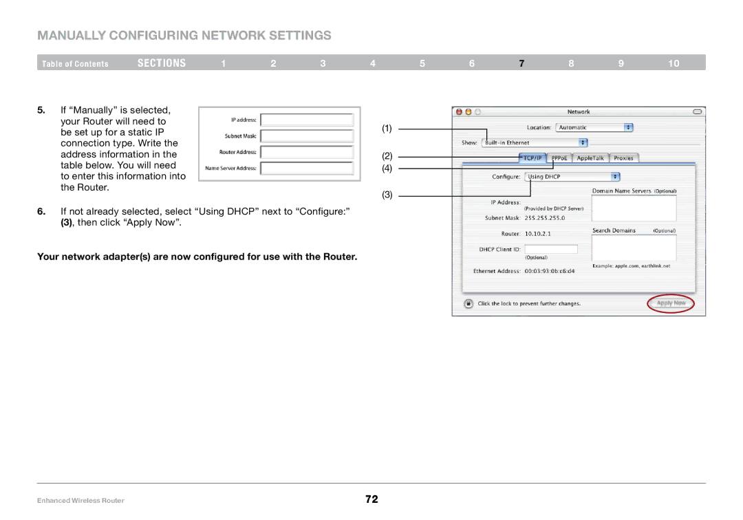 Belkin F6D4230-4, 8820-00034 user manual Manually Configuring Network Settings 