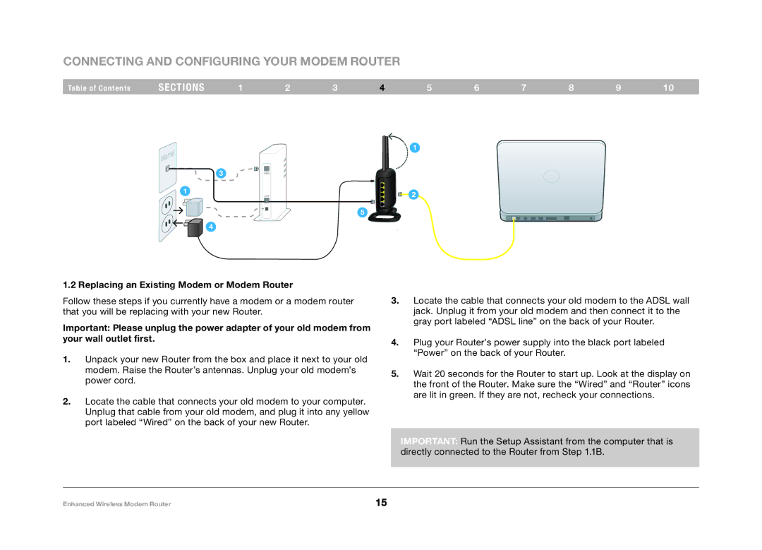 Belkin F6D4630-4 user manual Replacing an Existing Modem or Modem Router 