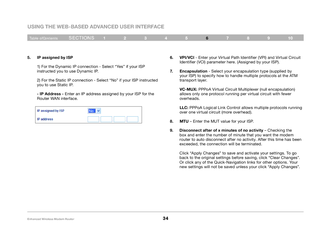 Belkin F6D4630-4 user manual IP assigned by ISP 