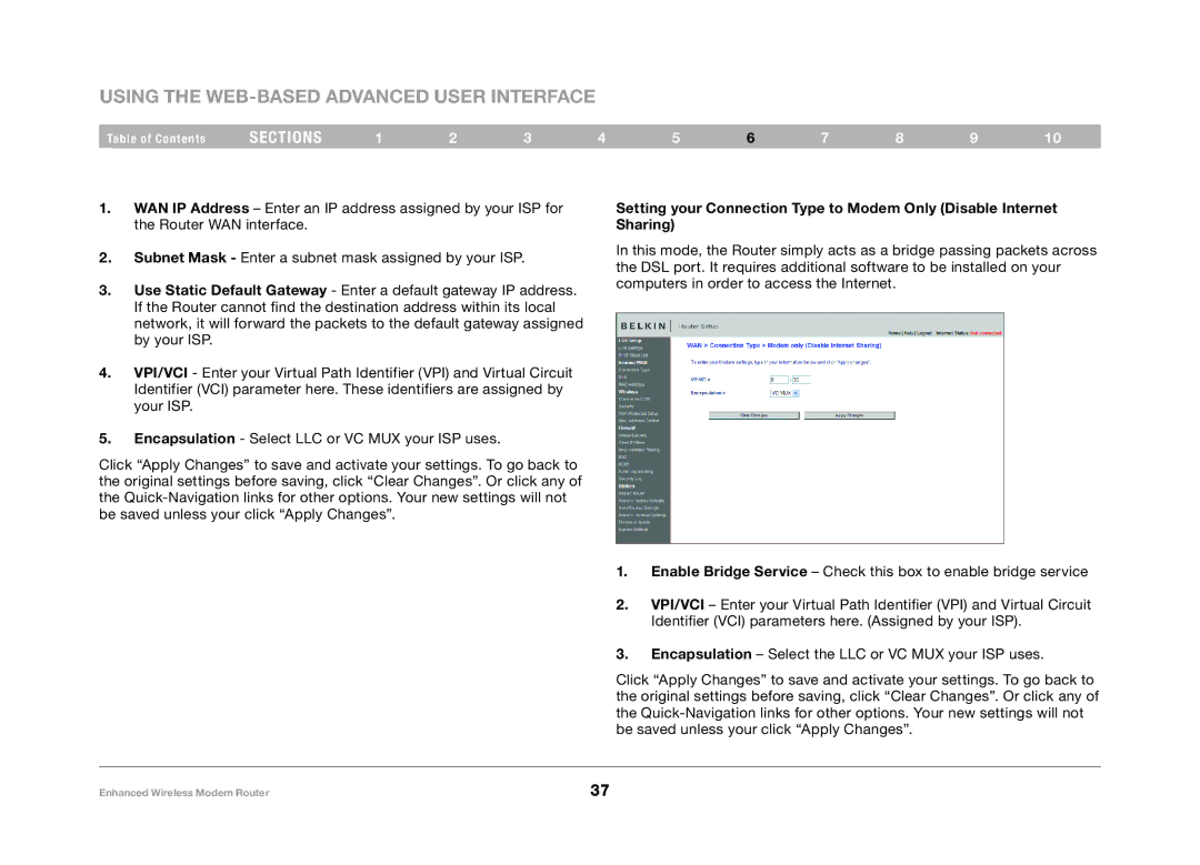 Belkin F6D4630-4 user manual Using the Web-Based Advanced User Interface 