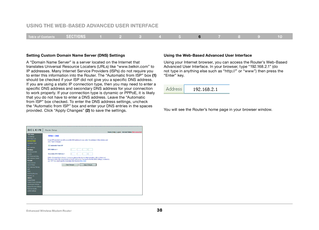 Belkin F6D4630-4 user manual Using the Web-Based Advanced User Interface 