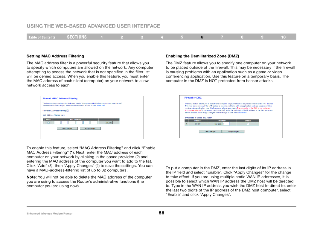 Belkin F6D4630-4 user manual Using the Web-Based Advanced User Interface 