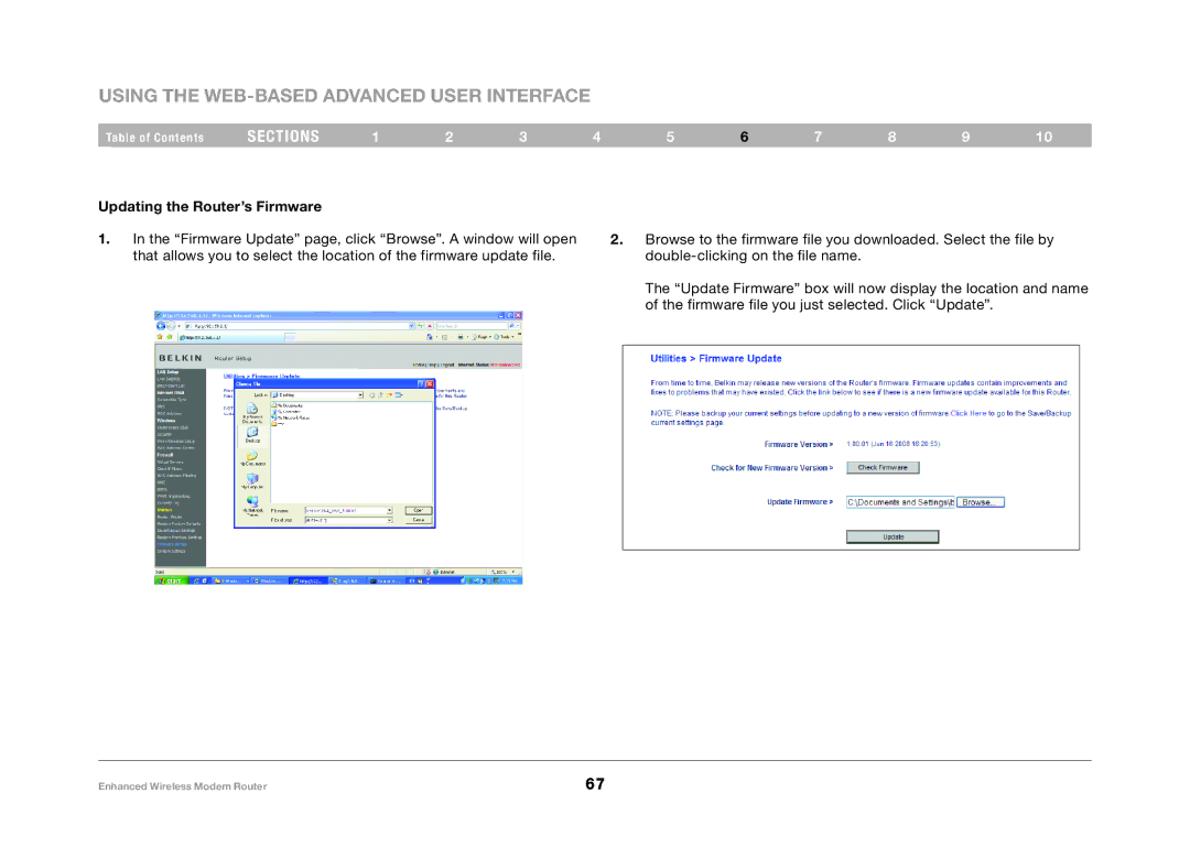 Belkin F6D4630-4 user manual Updating the Router’s Firmware 