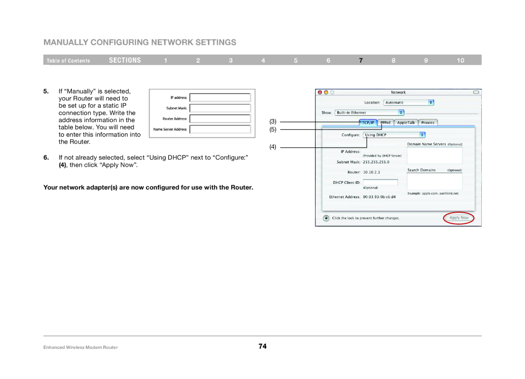 Belkin F6D4630-4 user manual Manually Configuring Network Settings 