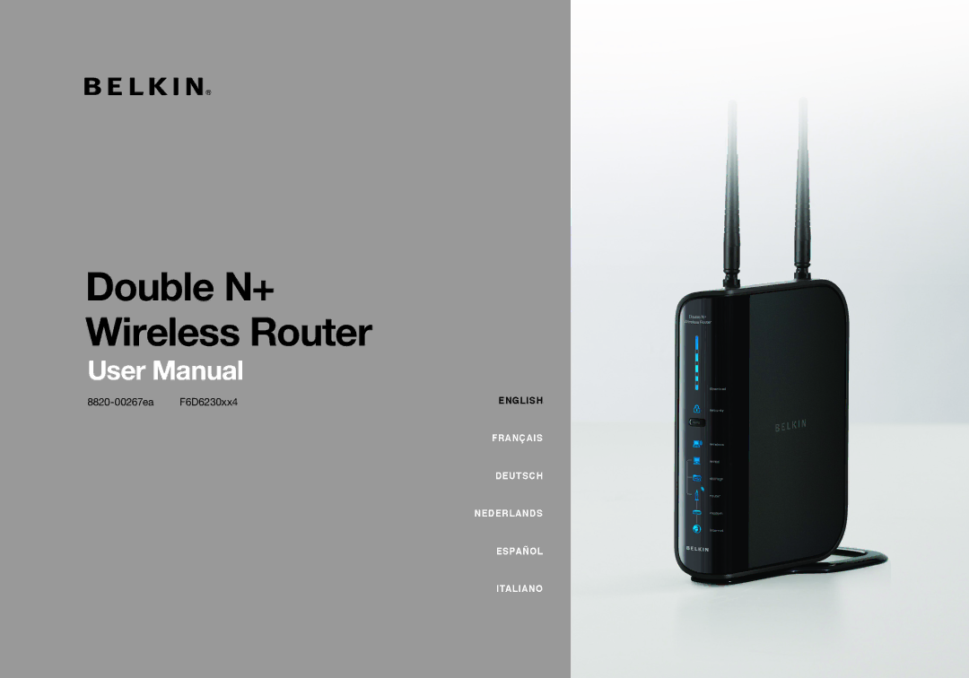 Belkin F6D6230XX4 user manual Double N+ Wireless Router 