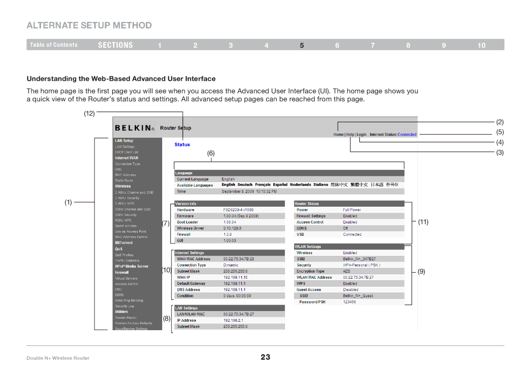 Belkin F6D6230XX4 user manual Alternate Setup Method, Understanding the Web-Based Advanced User Interface 