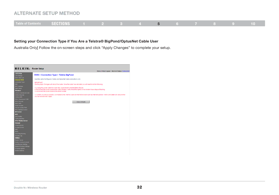 Belkin F6D6230XX4 user manual Alternate Setup Method 