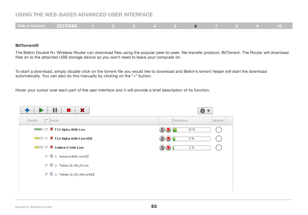 Belkin F6D6230XX4 user manual BitTorrent 