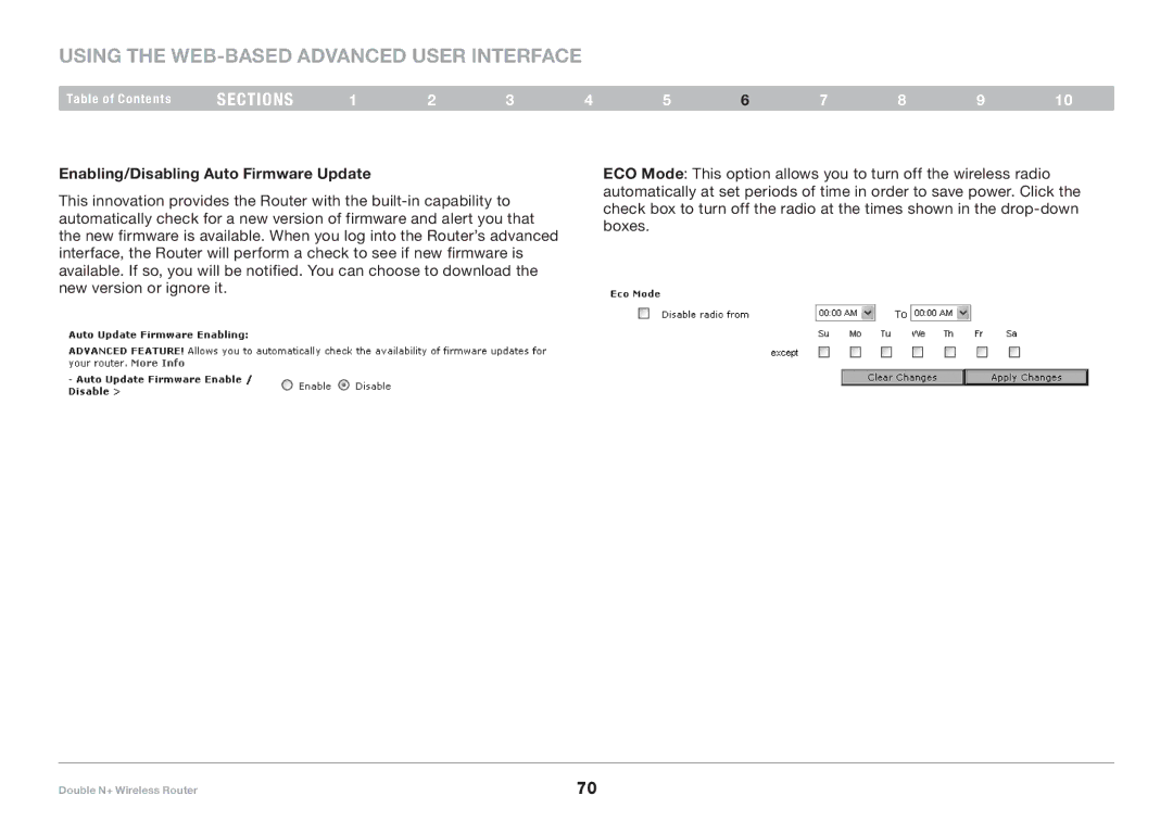 Belkin F6D6230XX4 user manual Enabling/Disabling Auto Firmware Update 