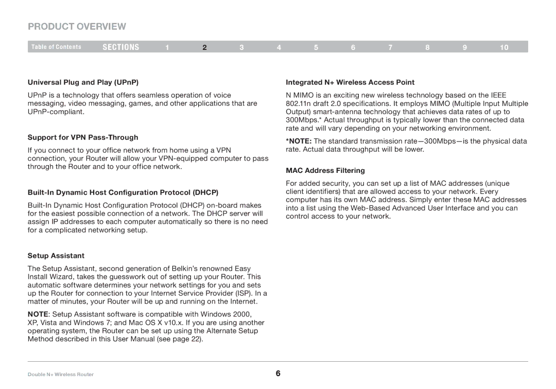 Belkin F6D6230XX4 user manual Product Overview 