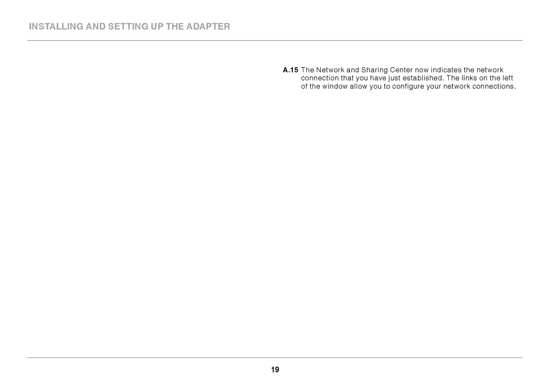 Belkin F7D1101 user manual Installing and Setting up the Adapter 