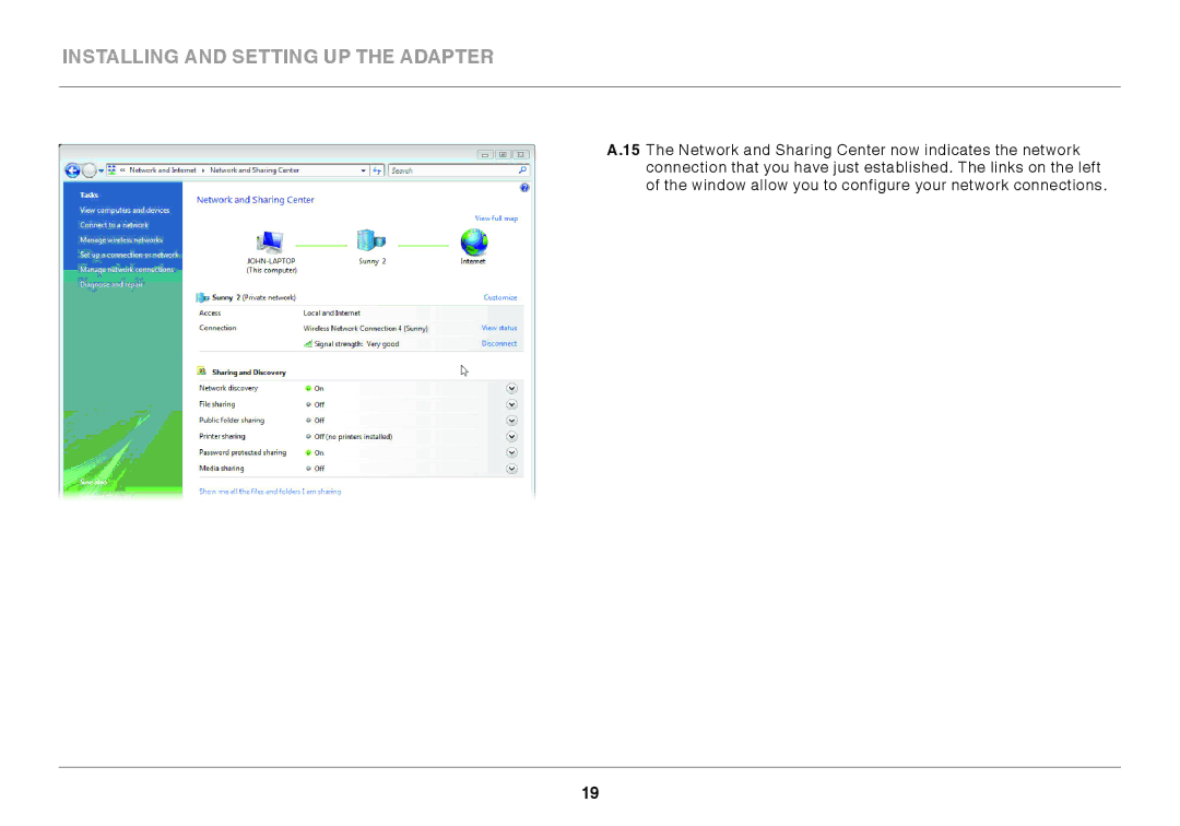 Belkin F7D1101AK user manual Installing and Setting up the Adapter 