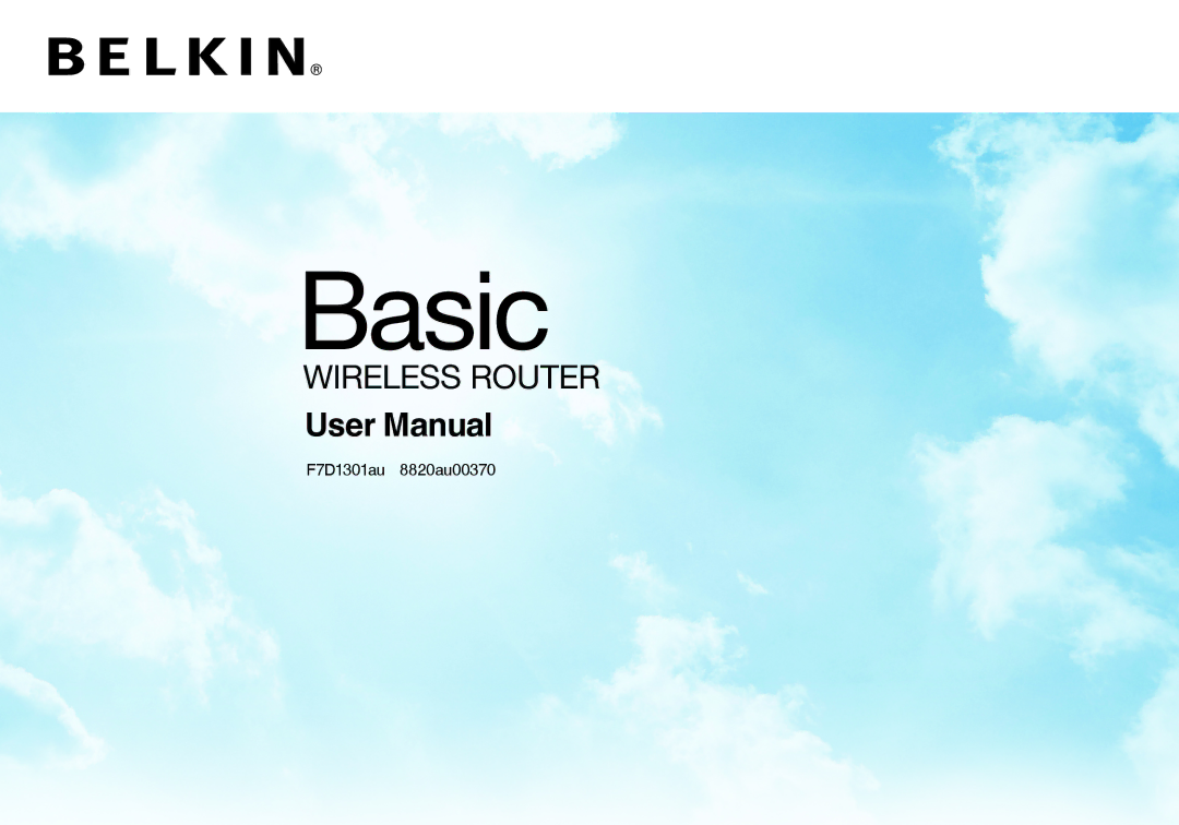 Belkin 8820AU00370, F7D1301AU user manual Basic 