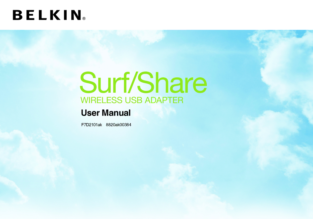 Belkin F7D2101AK 8820AK00384 user manual Surf/Share 