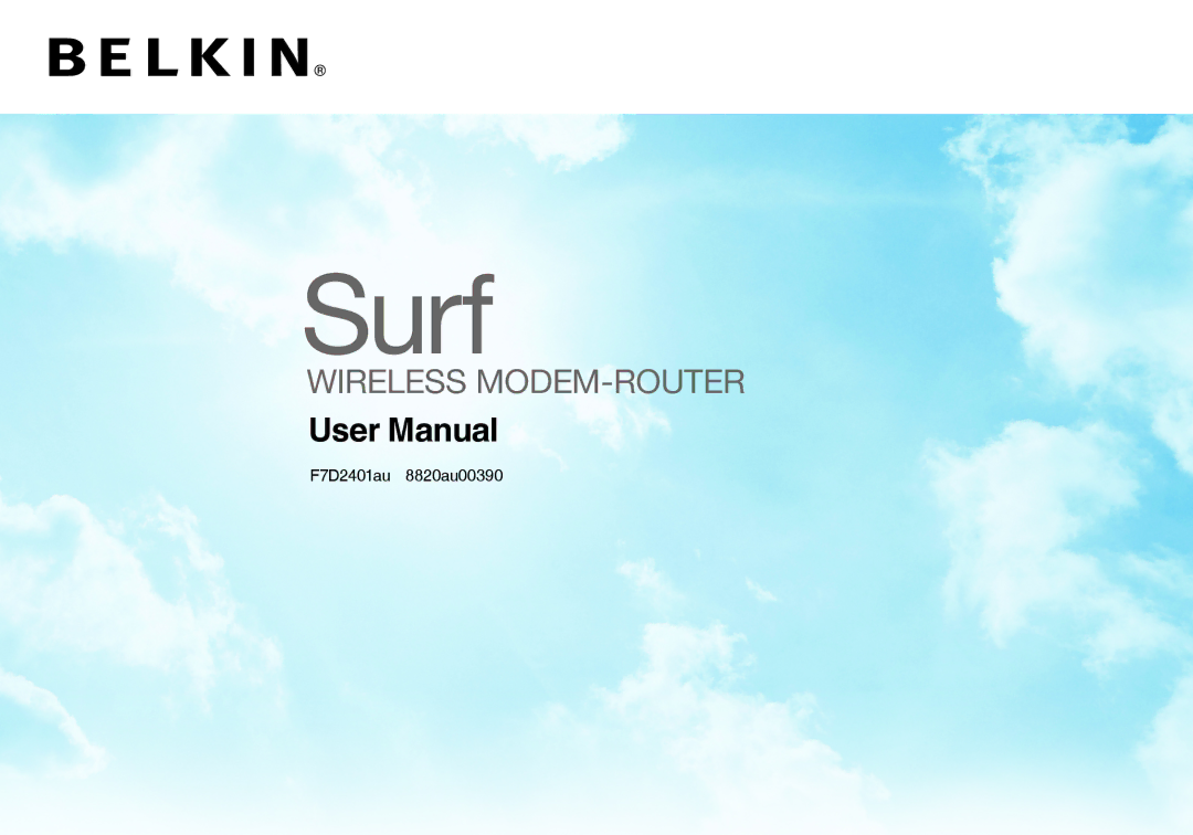 Belkin 8820AU00390, F7D2401AU user manual Surf 