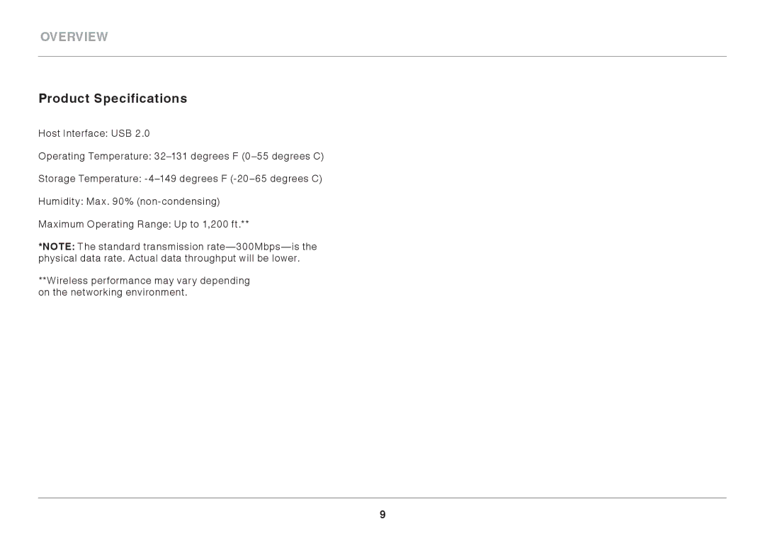 Belkin F7D4101AK user manual Product Specifications 