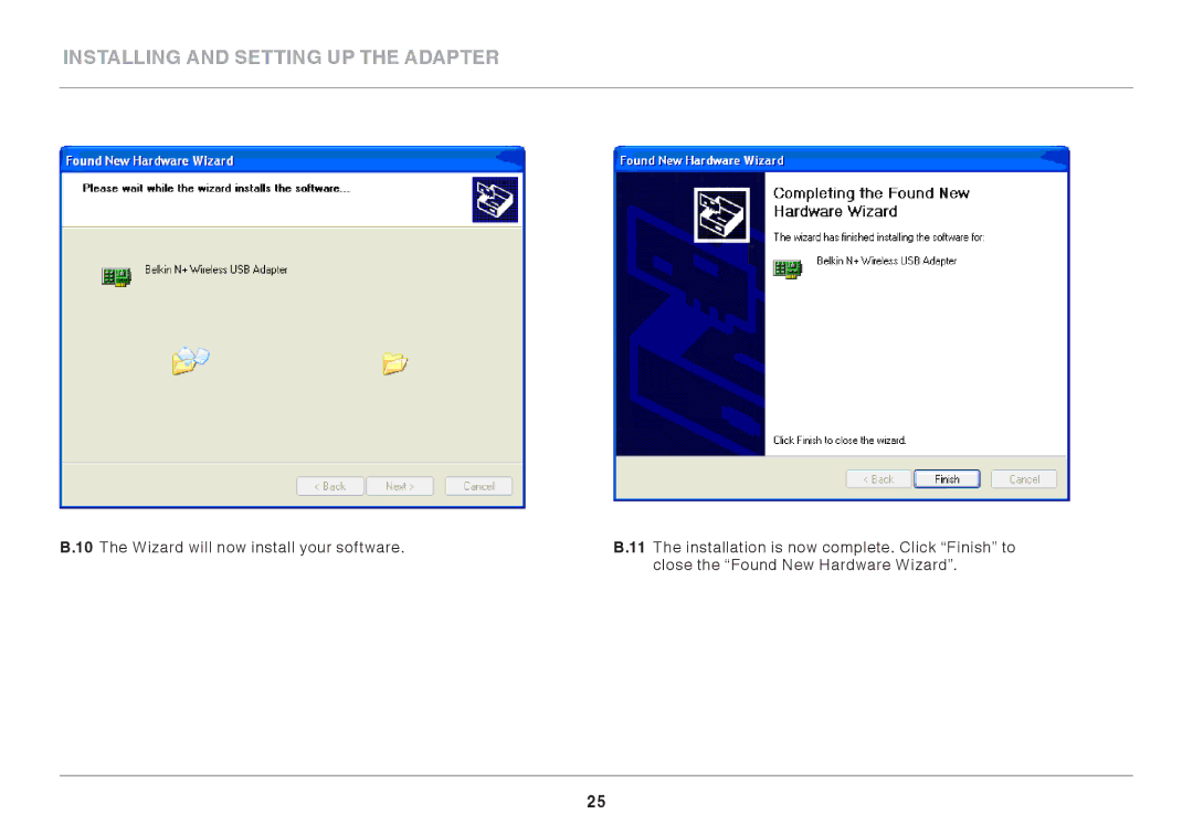 Belkin F7D4101AK user manual Installing and Setting up the Adapter 