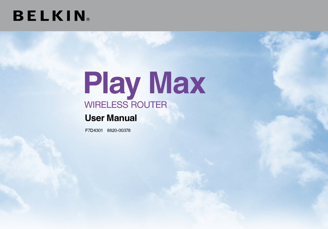 Belkin F7D4301 user manual Play Max 