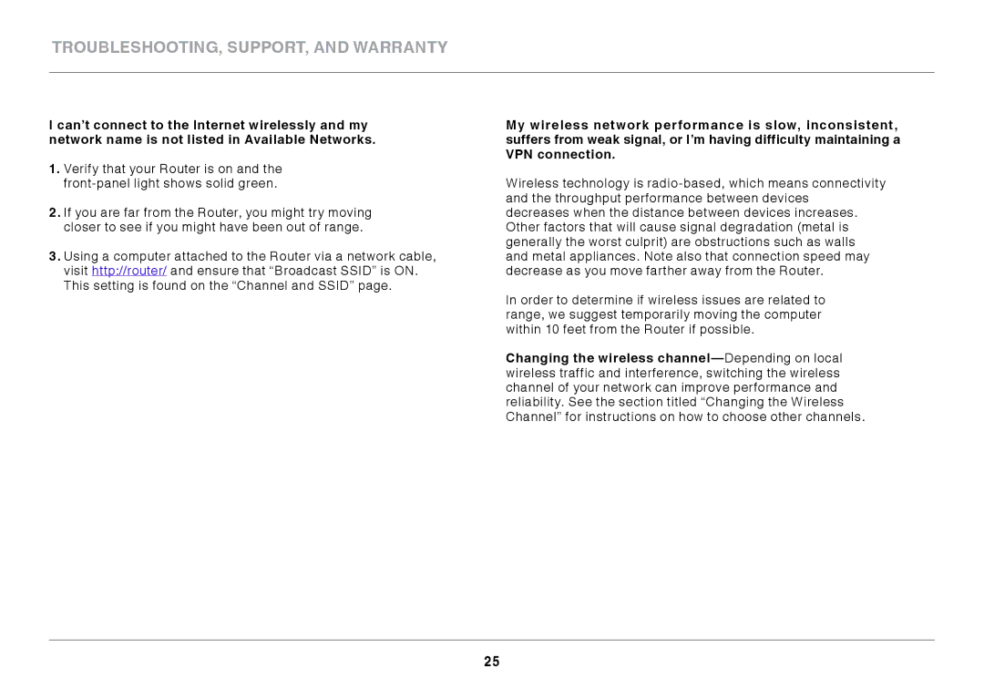 Belkin F7D4301 user manual Troubleshooting, Support, and Warranty 