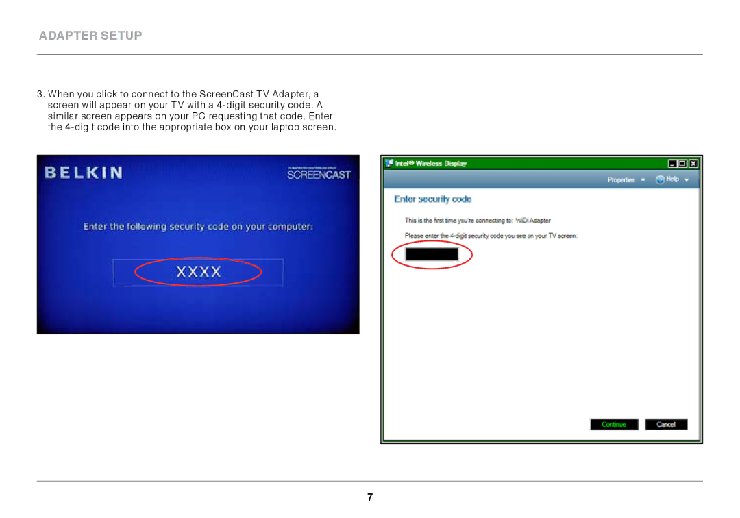 Belkin F7D4501 user manual Adapter Setup 