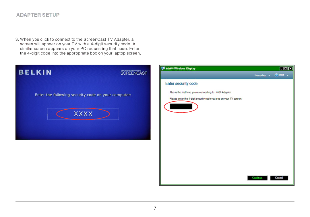 Belkin F7D4501 user manual Adapter Setup 