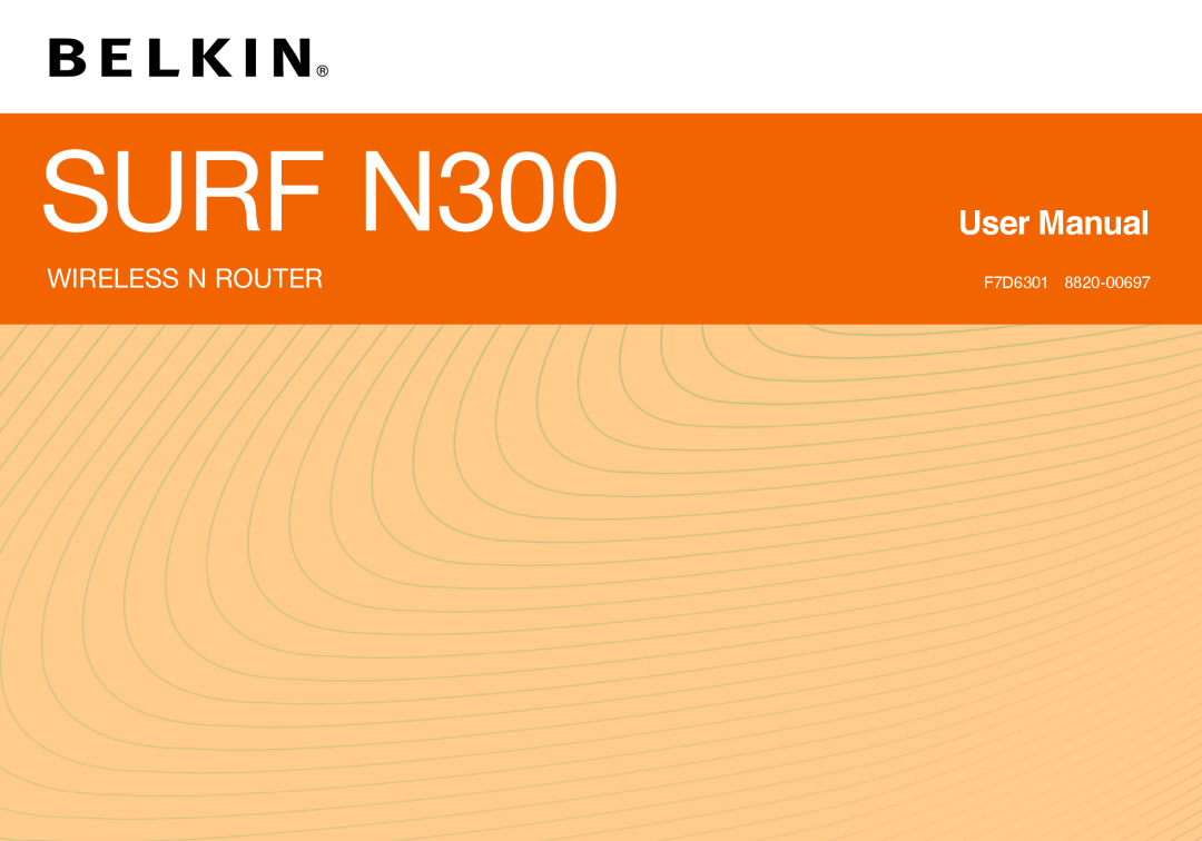 Belkin F7D6301 user manual SURF N300, Wireless N Router 