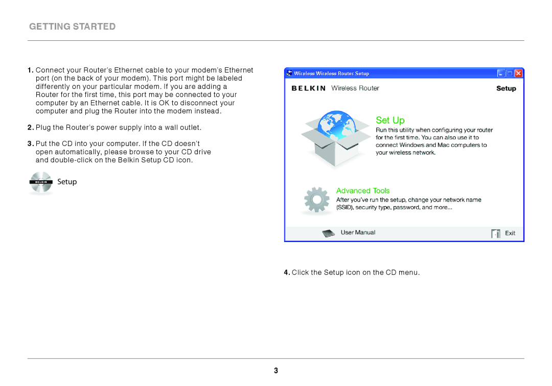 Belkin F7D6301 user manual Setup 