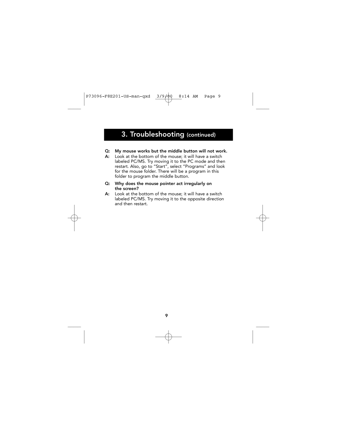 Belkin P73096, F8E201-BLK user manual Troubleshooting 