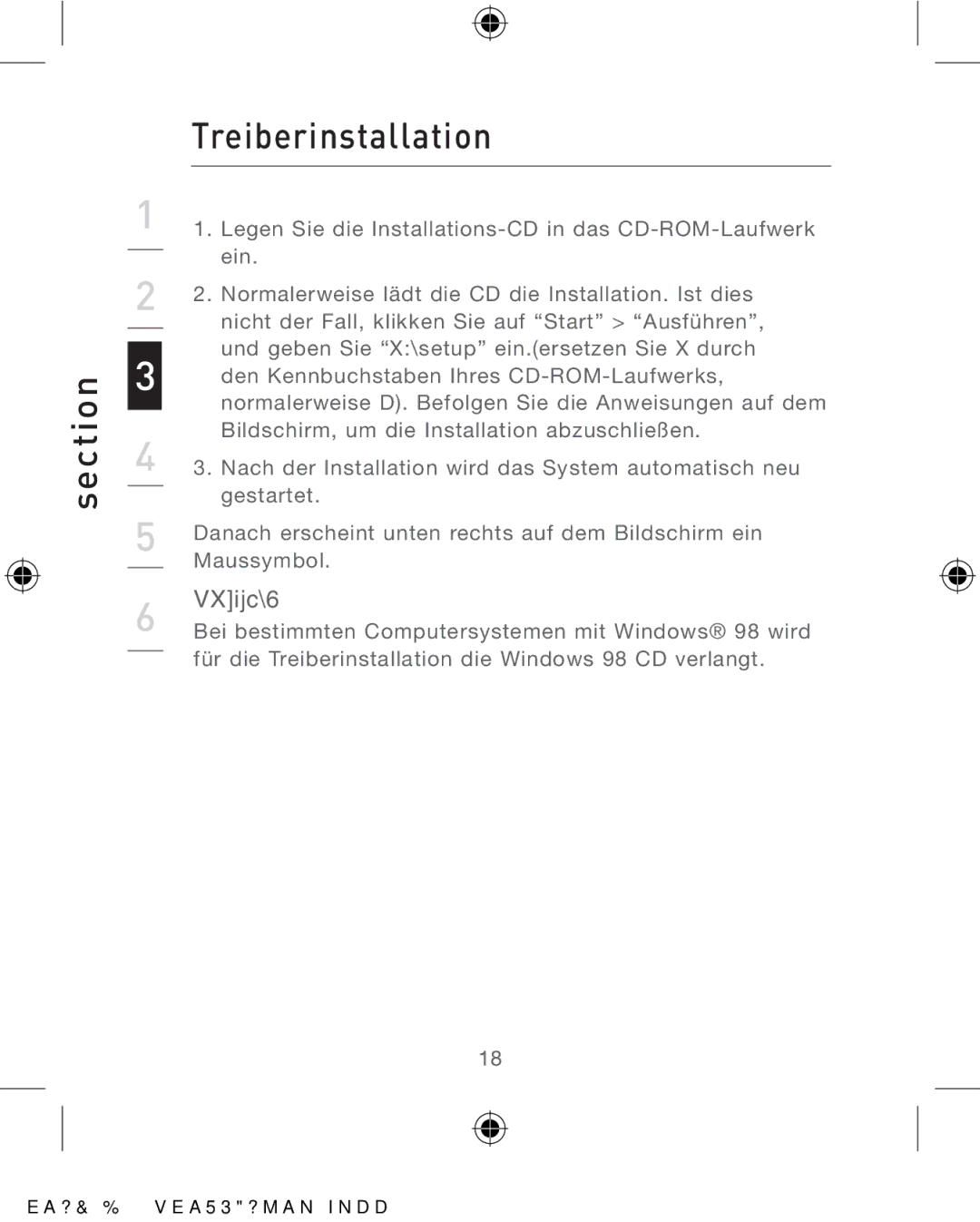 Belkin F8E825VEAUSB user manual Section Treiberinstallation 