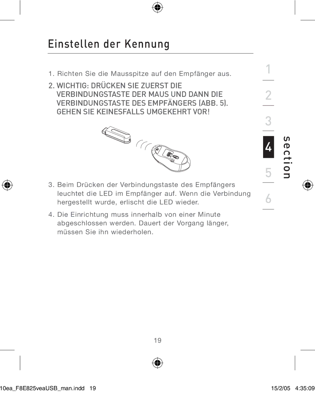 Belkin F8E825VEAUSB user manual Einstellen der Kennung 